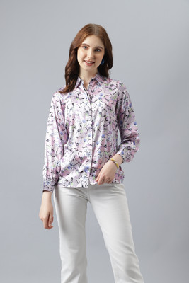 Attire Empire Women Printed Casual Purple Shirt