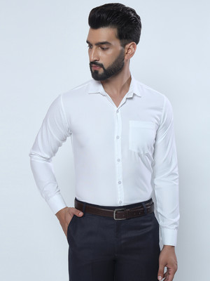 youth first Men Solid Formal White Shirt