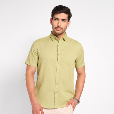 Peregrine by Pantaloons Men Solid Casual Green Shirt