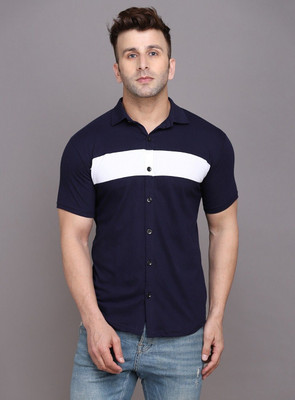BEYOU FASHION Men Solid Casual Dark Blue Shirt