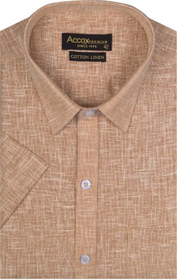 ACCOX Men Solid Formal Beige Shirt