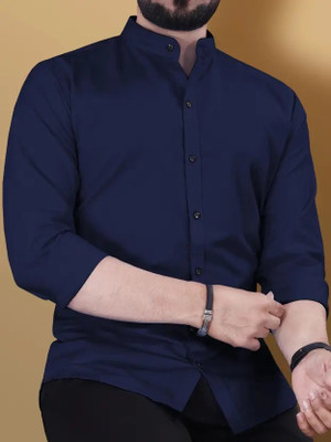 Radiance Creation Men Solid Casual Blue Shirt