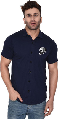 Blisstone Men Printed Casual Dark Blue Shirt