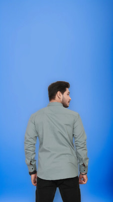 U AND J TREND Men Striped Casual Light Green Shirt