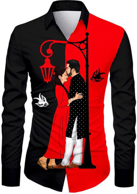 HERIN ENTERPRISE Men Printed Casual Black, Red Shirt