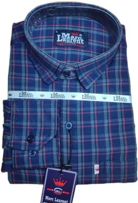 Marc Laurent Men Checkered Casual Dark Blue, Grey, Red Shirt