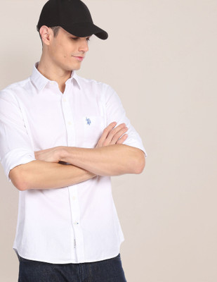 U.S. POLO ASSN. Men Solid Casual White Shirt