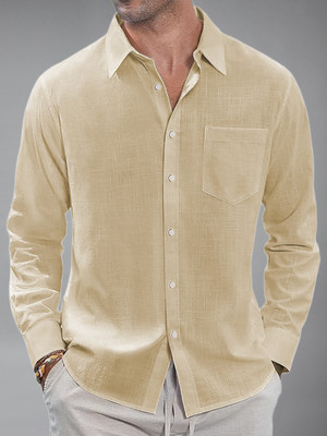 UNIFAV Men Self Design Casual Beige Shirt