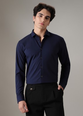 Banana Club Men Solid Formal Dark Blue Shirt