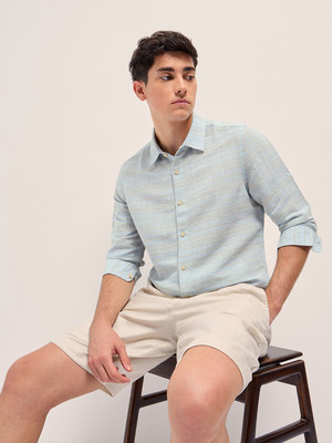 THE BEAR HOUSE Men Striped Casual Blue Shirt