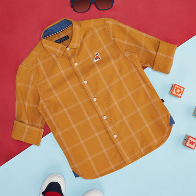 Pantaloons Junior Boys Checkered Casual Yellow Shirt