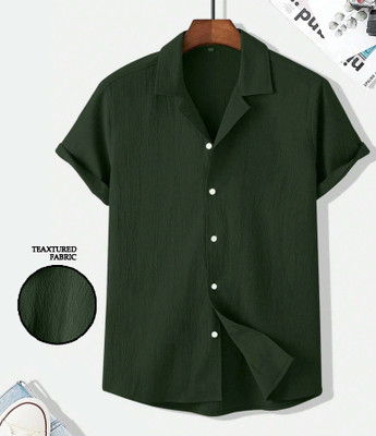 MAA UMA Men Self Design Casual Green Shirt
