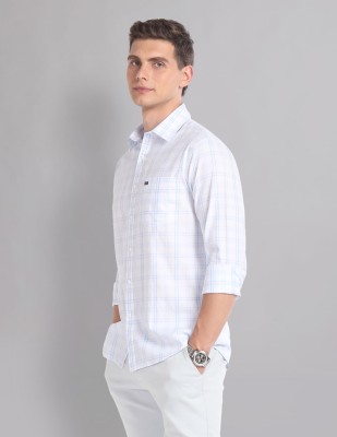 AD by Arvind Men Checkered Casual White Shirt