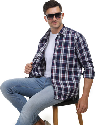 Marc Laurent Men Checkered Casual Grey Shirt