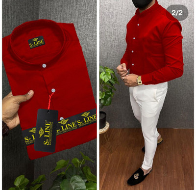 S-Line Men Printed Casual Red Shirt