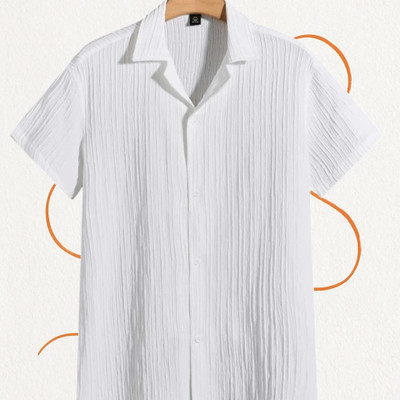 Dharamraj Fashion Men Self Design Casual White Shirt