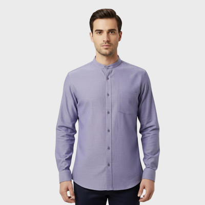 Nanzi Men Solid Formal Purple Shirt