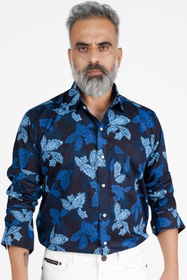 french crown Men Printed Casual Dark Blue, White, Black Shirt