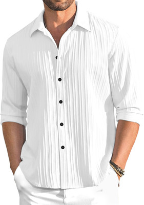 OXXOM Men Self Design Casual White Shirt