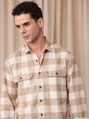 Mr Bowerbird Men Checkered Casual Beige Shirt