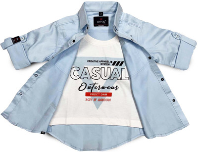 Havok Kids Boys Printed Wedding Blue Shirt