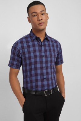 Allen Solly Men Checkered Formal Dark Blue, Blue Shirt