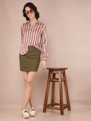 CRIMSOUNE CLUB Women Striped Formal Multicolor Shirt