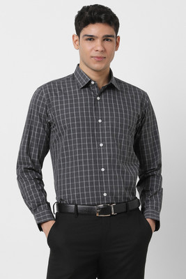 PETER ENGLAND Men Checkered Formal Grey Shirt