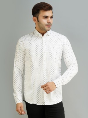 BLUE MARTIN Men Printed Casual White Shirt