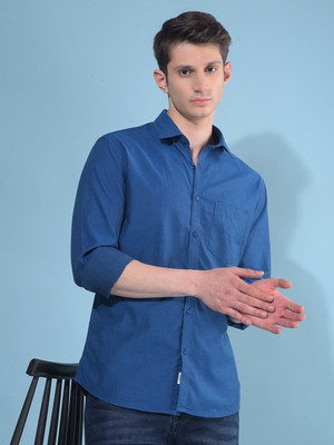 CRIMSOUNE CLUB Men Solid Casual Blue Shirt