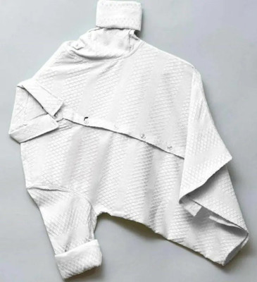Voroxy Men Striped Casual White Shirt