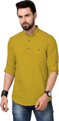 Mehrang Men Solid Casual Light Green Shirt