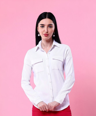 Freehand by The Indian Garage Co. Women Self Design Casual White Shirt