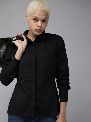 Roadster Women Solid Casual Black Shirt