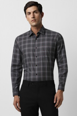 VAN HEUSEN Men Checkered Formal Grey, White, Maroon Shirt