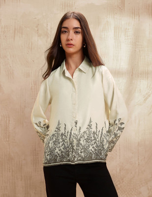 U.S. POLO ASSN. Women Printed Casual White Shirt