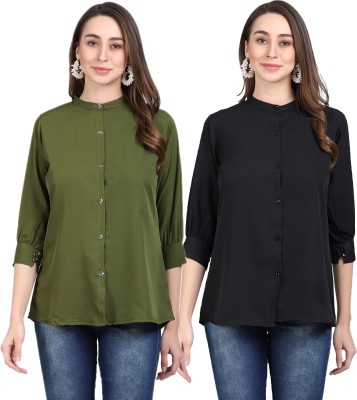 AXOLOTL Women Solid Casual Multicolor Shirt(Pack of 2)