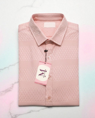 MOJAMEDI Men Self Design Casual Pink Shirt