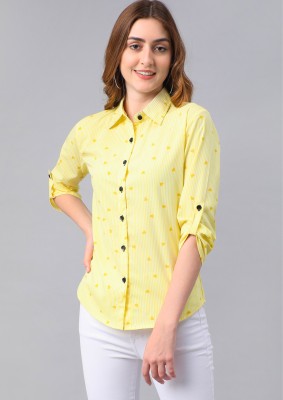 TANDUL Women Printed Casual Yellow Shirt