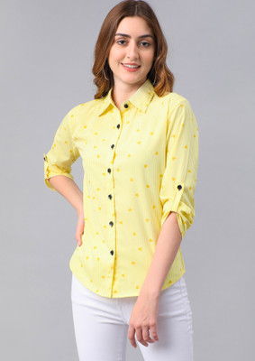 TANDUL Women Printed Casual Yellow Shirt