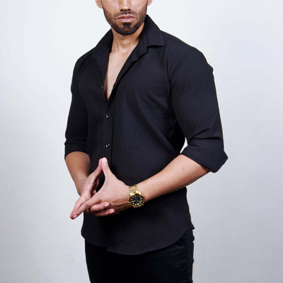 Marmic Fab Men Solid Casual Black Shirt