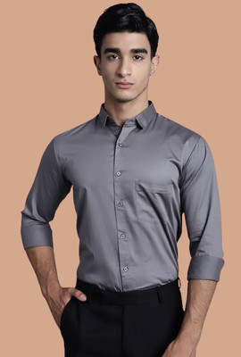 Super Weston Men Solid Formal Grey Shirt