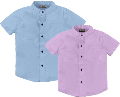 Krishna Plus Boys Solid Casual Light Blue, Purple Shirt