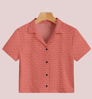 dream believe fashion Women Self Design Casual Pink Shirt