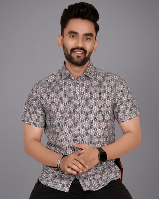 METRONAUT Men Printed Casual Pink Shirt