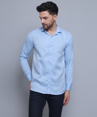 Sanjanatrading Men Solid Casual Light Blue Shirt