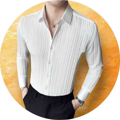 SHIVAY TRENDS Men Self Design, Solid Casual White Shirt