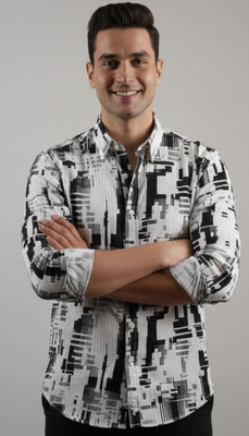 PEACEFUL Men Solid Party Black Shirt