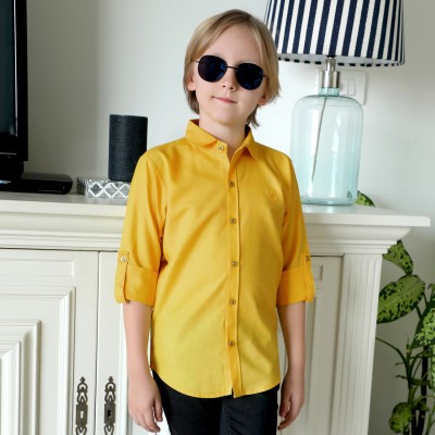 MashUp Boys Solid Casual Yellow Shirt