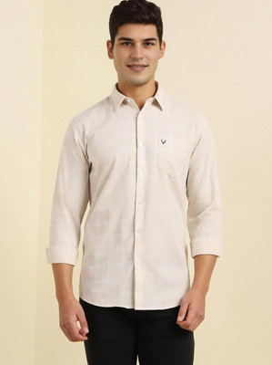 Allen Solly Men Checkered Casual Beige Shirt